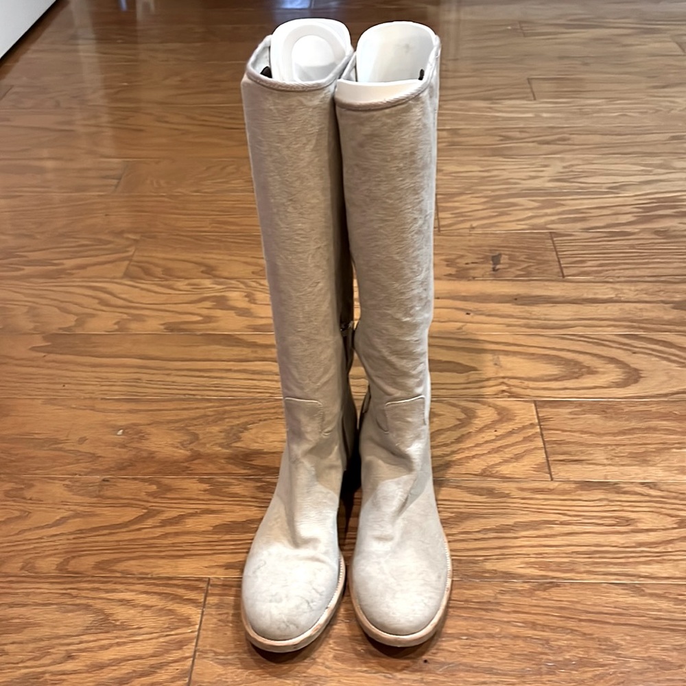 Prada. Bone. Canvas Boot. Size 38.5